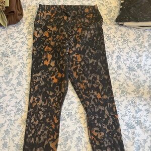 Fabletics Black and Brown Leopard Print Leggings